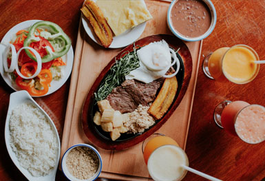 degustación de comida variada